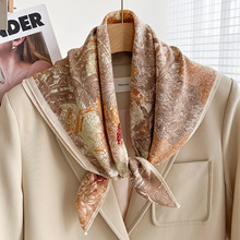双面异色热带丛林仿丝毛围巾女式棉麻小方巾春秋冬季保暖丝绒披肩