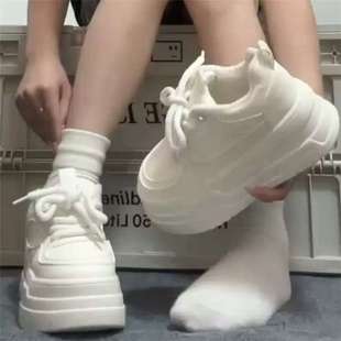 6cm Taller for Small People, Real Soft Leather White Shoes 2025 New Thick-Soled Sports Shoes for Women, Versatile Campus Style Sneakers