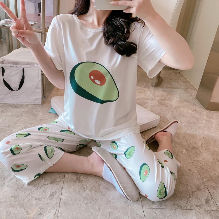 Pijamas para mujer 2025 nuevo estilo ins verano pantalones de manga corta traje de dos piezas dibujos animados lindo primavera y otoño servicio a domicilio