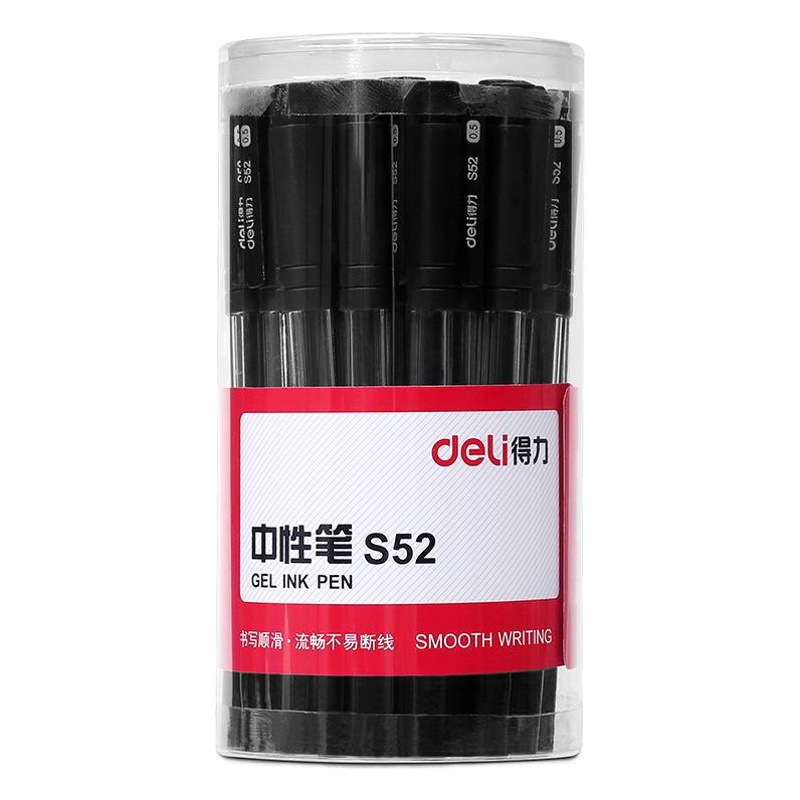 Deli S52 pluma de gel de 0,5mm firma pluma Oficina escritura pluma de carbono 30 Pack