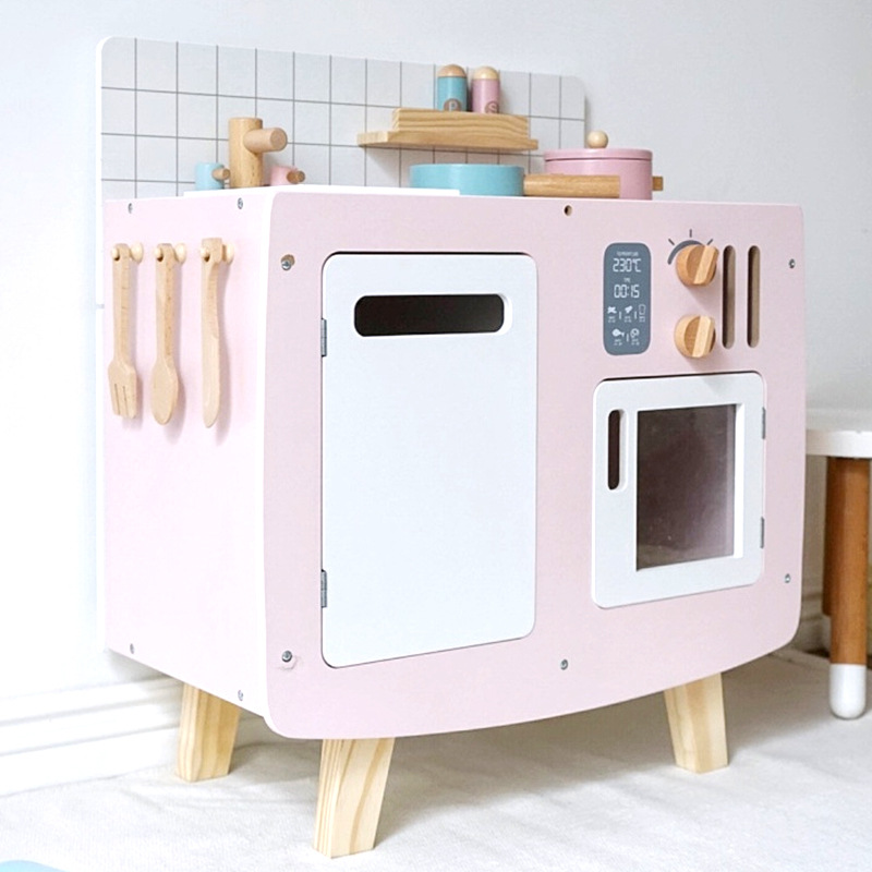 Los niños juegan a las casitas de Madera Juguetes cocina bebé niña Mini cocina simulación traje