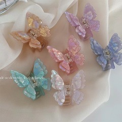 クロスボーダーグラデーションバタフライハーフタイヘアクリップ女性のヘアクリップハイエンド後頭部ヘアクリップ気質サメクリップヘアアクセサリー
