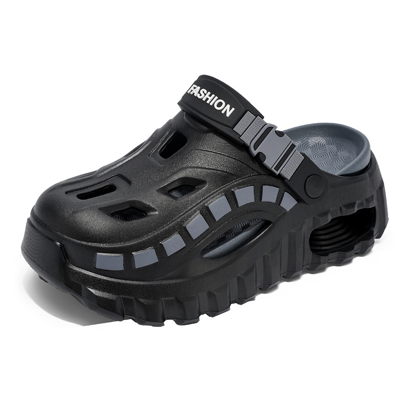 Men's Summer Cushioned Clog Shoes Thick Top Quality Sole Non-Slip Trendy Closed-Toe Slippers Outdoor Casual Beach Sandals_voghion.com