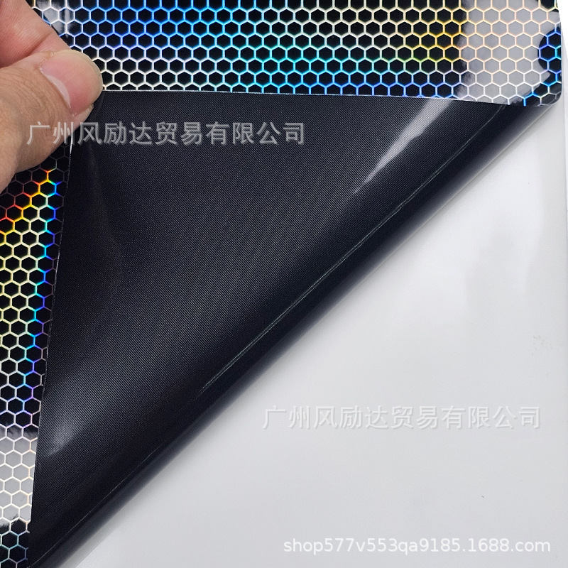 PET Laser Honeycomb Rainbow Carbon Fiber Interior Trim Glossy Black Red Silver Full Body Motorcycle Color Change Film