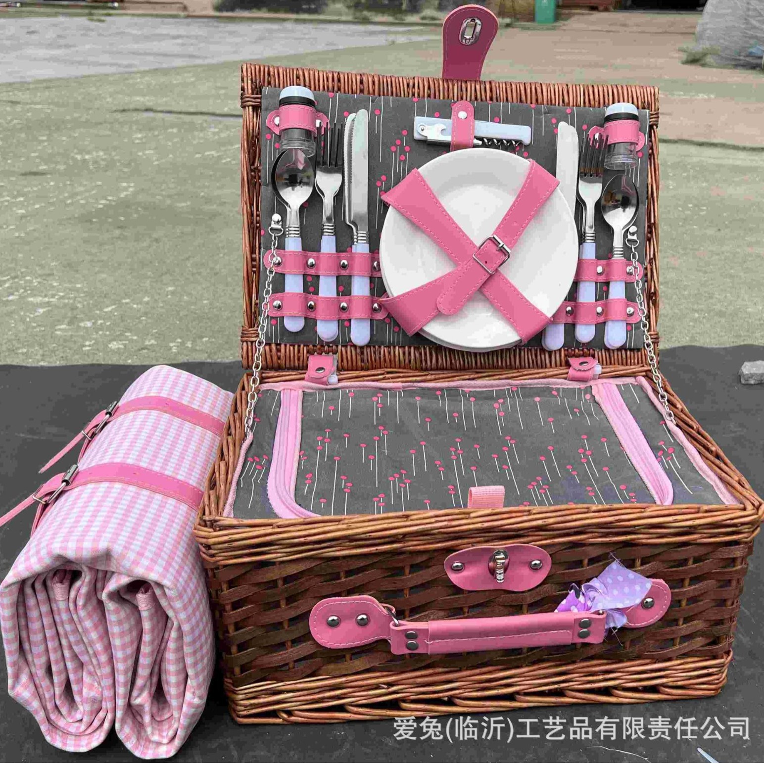 Canasta de picnic personalizada, mimbre hecho a mano con tapa, canasta de regalo, salida de primavera, canasta de almacenamiento de frutas, bolsa de aislamiento de vajilla