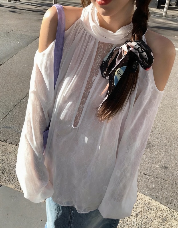 斩男更斩女 超嗲芭蕾白纯欲温柔千金感无袖挂脖上衣|undefined