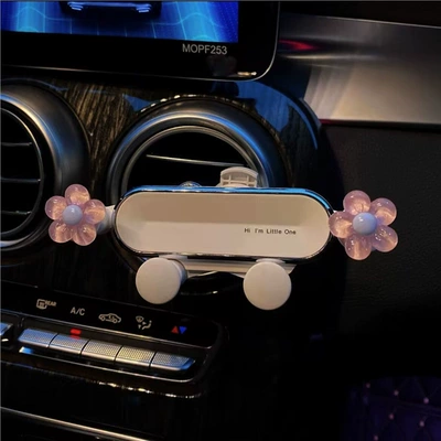 Car phone holder 2024 model, car air - pink-crystal-flower-premium-enhanced-version-standard