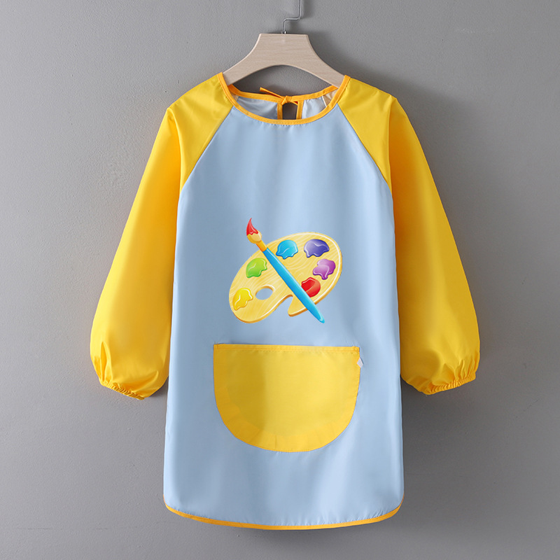 Children's Waterproof Apron Art Studio Painting Cover Coat for Boys and Girls Eating Drawing Reverse Wearing Kindergarten with Logo Reverse Hanging