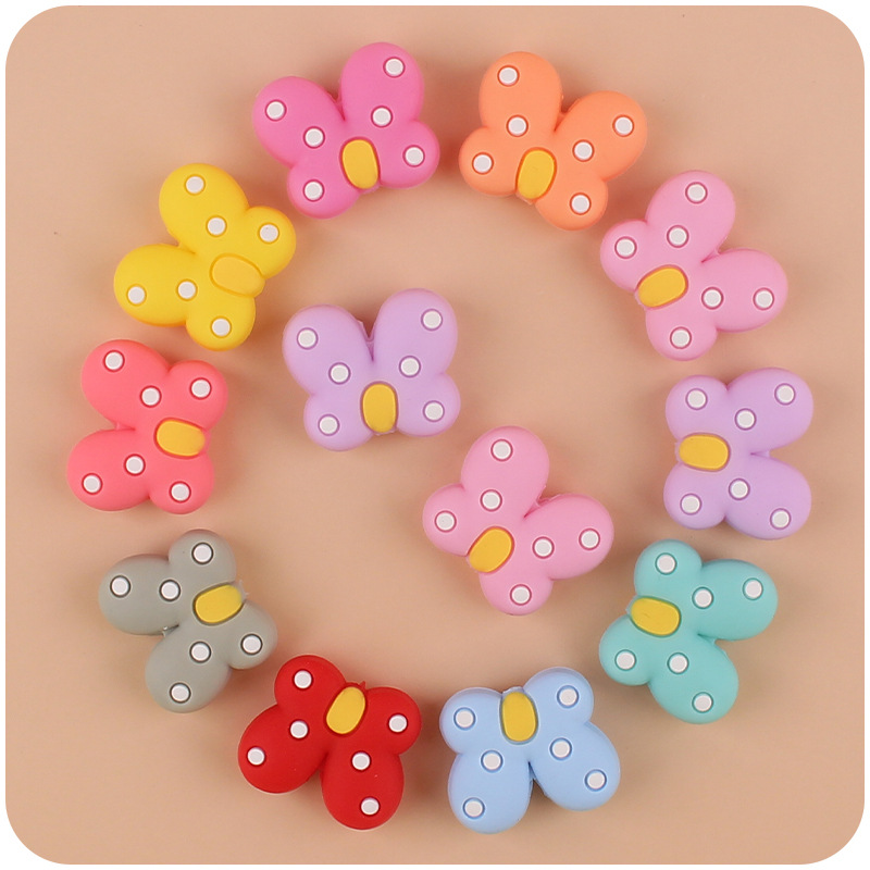 Bebé de dibujos animados silicona mariposa pequeño mordedor creativo bebé DIY chupete cadena pulsera accesorios juguete