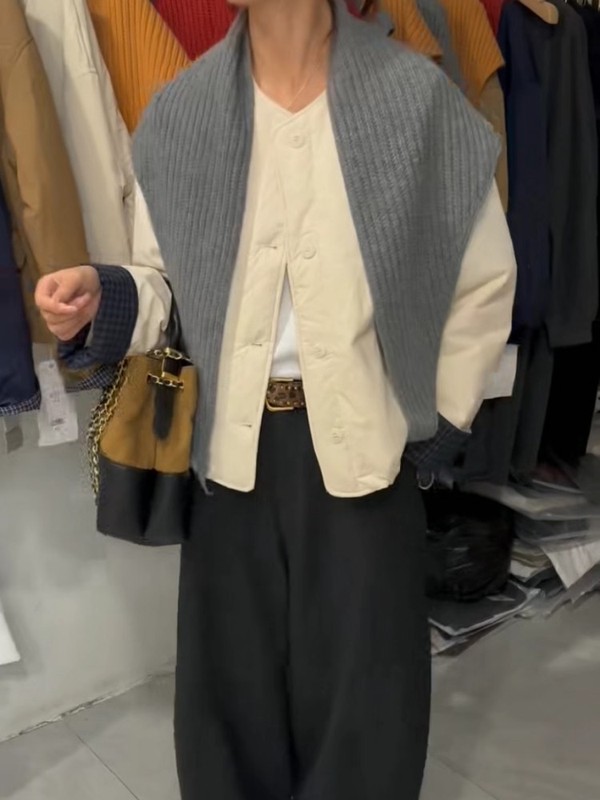 慵懒风秋季新款圆领宽松显瘦棉服外套女时尚休闲百搭拼接夹克上衣|undefined