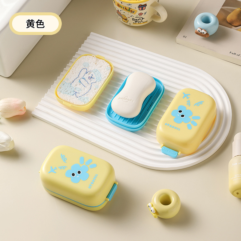 Caja de jabón de doble drenaje de dopamina de viaje portátil con tapa de alto valor con esponja Caja de jabón higiénico para el hogar y el baño