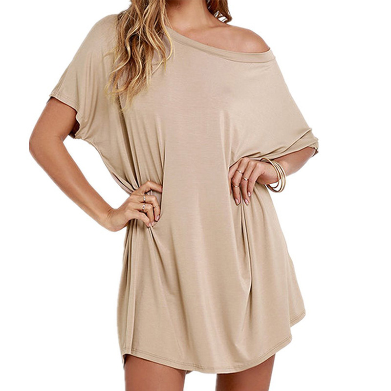 t恤欧美外贸女装宽松休闲夏季连衣裙连衣裙莫代尔实拍有模特现货