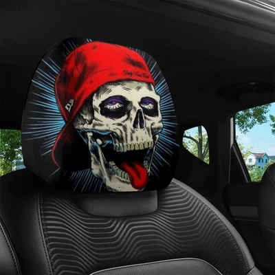 Universal seat cover – can be labeled and shipped on - skull-with-a-baseball-cap-double-sided-printing-1-piece