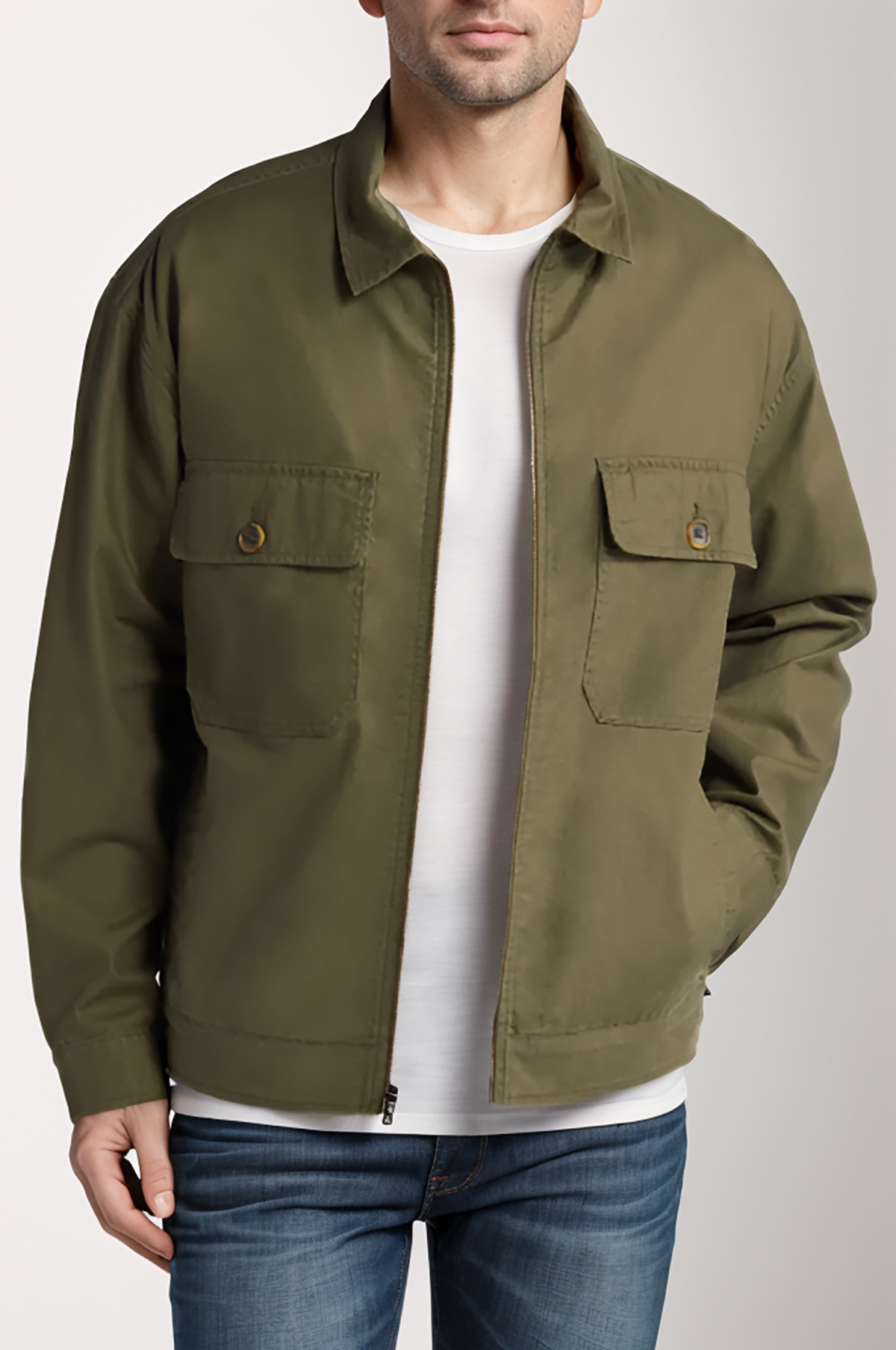 Minimalist Men's Jacket Solid Color Collar Lightweight Cardigan_voghion.com