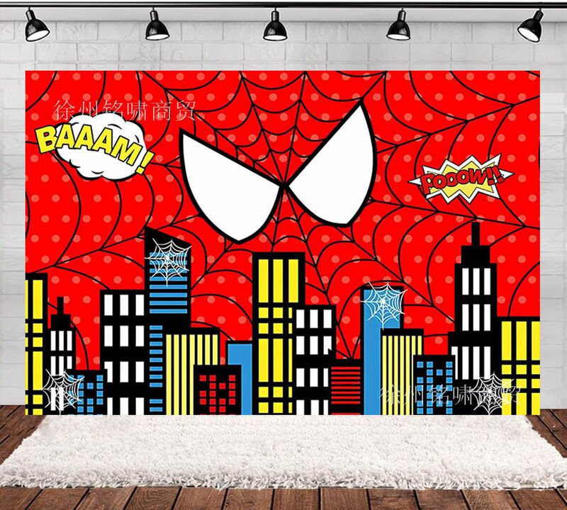 Amazon City Hero Spider-Man Avengers Birthday Party Photo Photography Background Cloth Scene Decoration Banner