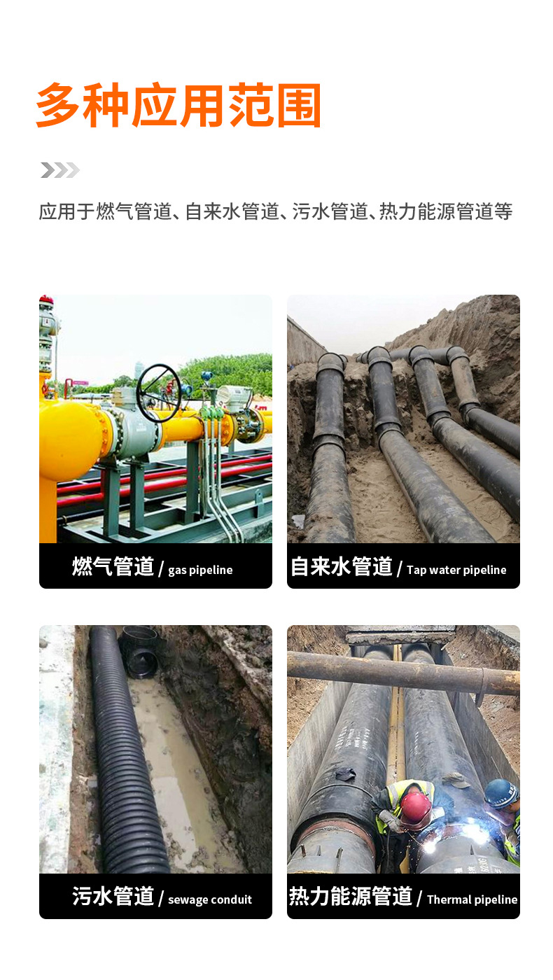 球墨铸铁哈夫节,抢修节,PE管用堵漏器,P110-200长度300,管道补漏器