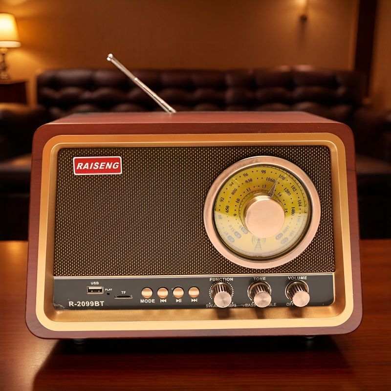 Cross-Border Retro Desktop European and American Radio Bluetooth Speaker Card for the Elderly Fm Medium Wave Short Wave Wooden Radio Receiver