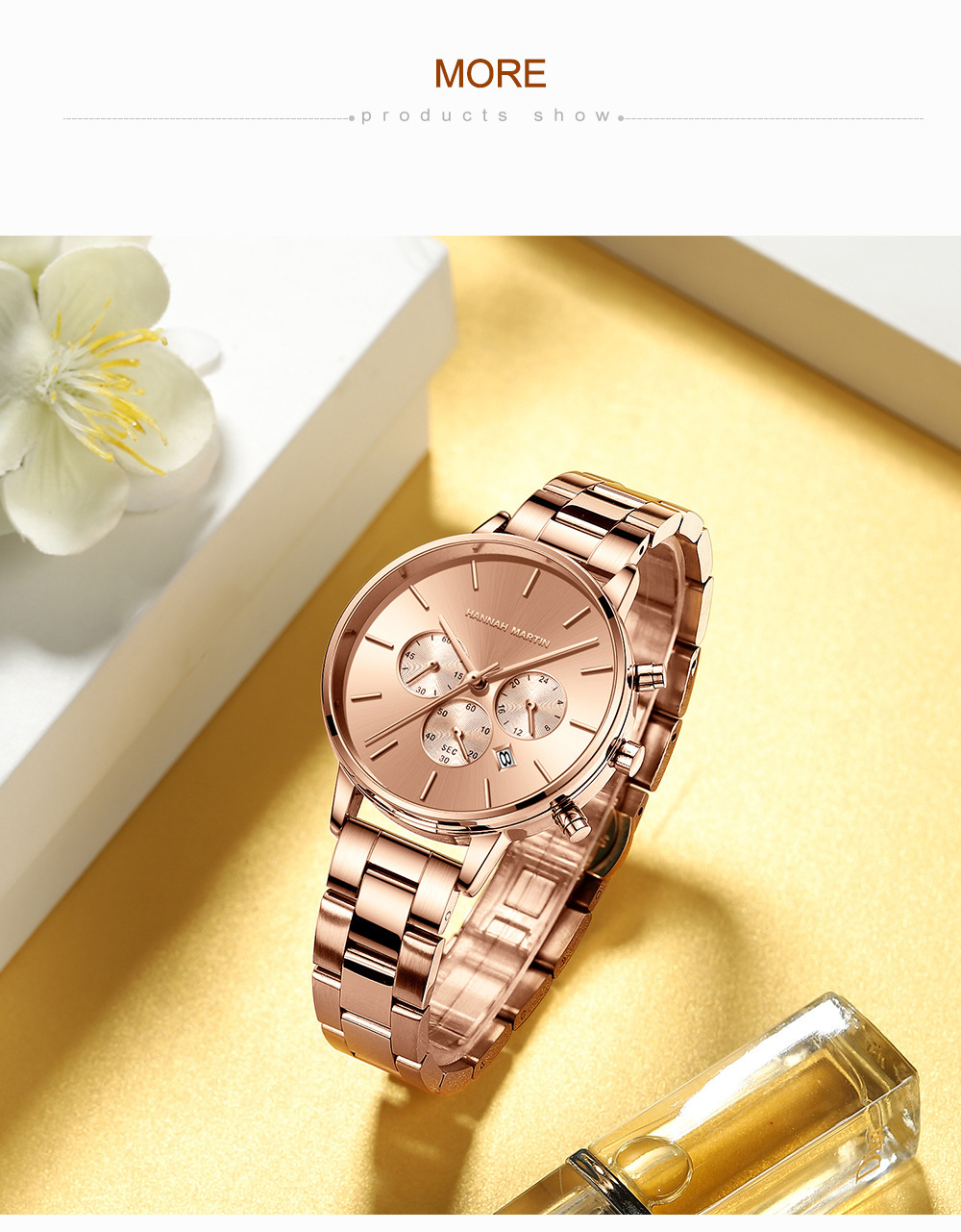 Orologio da polso impermeabile con chiusura a doppio scatto a farfalla, cinturino in acciaio inossidabile, orologio al quarzo da donna_voghion.com