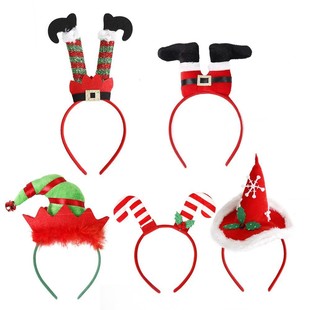 Santa Legs Cartoon Headband Christmas Party Supplies Clown Elf Hat Flower Antler Headband