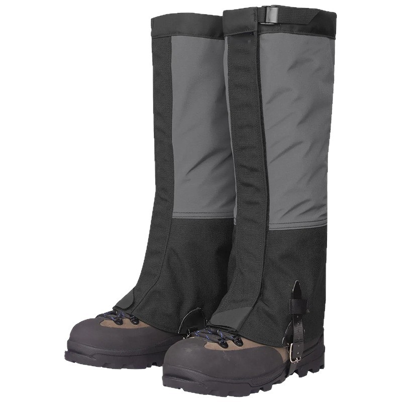 High-Top Wear-Resistant Outdoor Leg Protectors in Black and Gray Color Combination, Sand-Proof and Snow-Proof, Suitable for Mountaineering and Hiking, Direct Supply from the Manufacturer