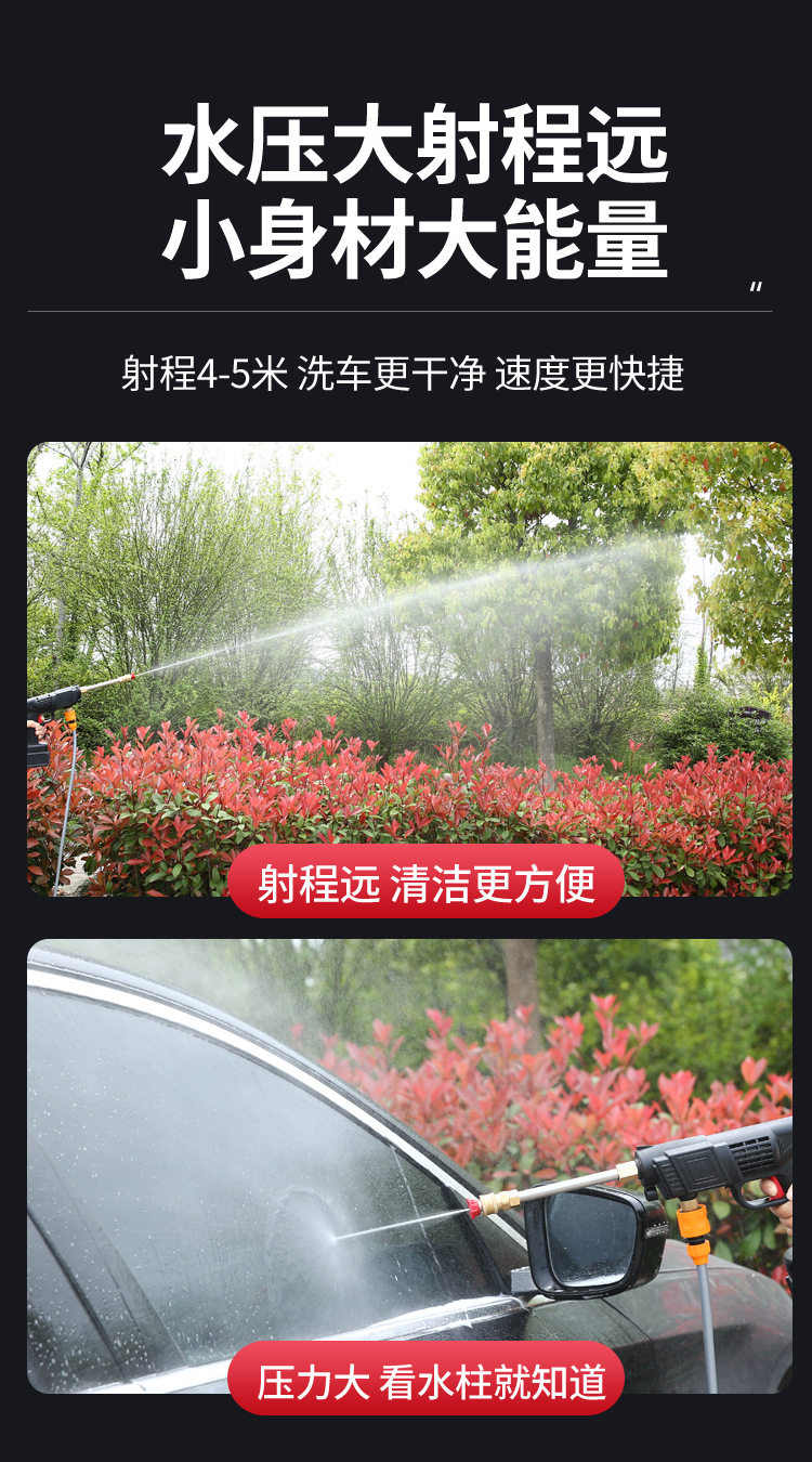Lithium Battery High Pressure Car Wash Gun Car Wash Machine Electric Cleaning Tool