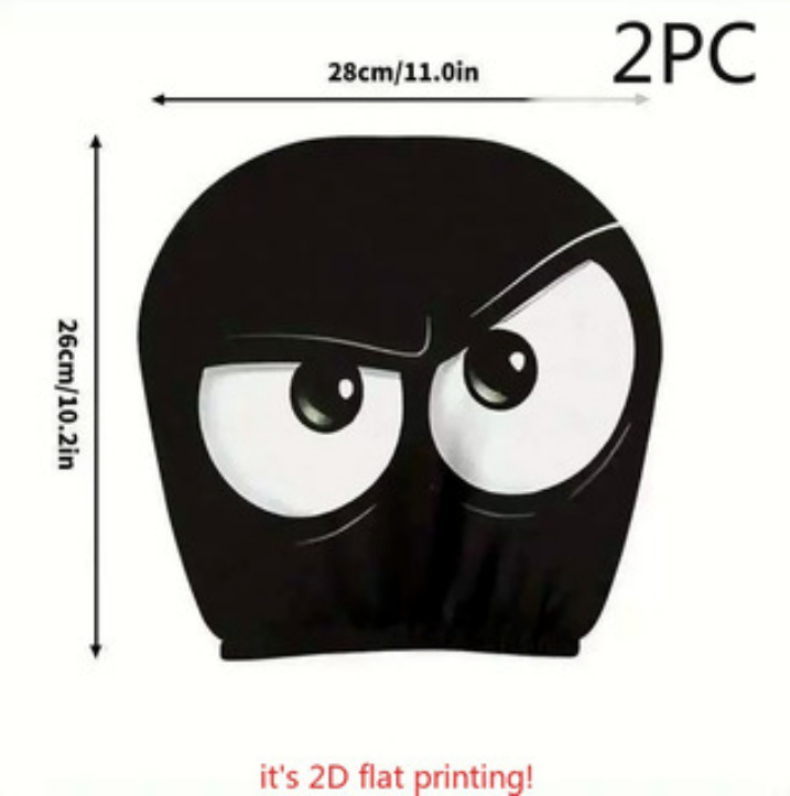 Universal Printed Headrest Covers for Cars, Various Quirky Prints, Polyester, Breathable, Antibacterial, Does Not Shrink or Become Hard