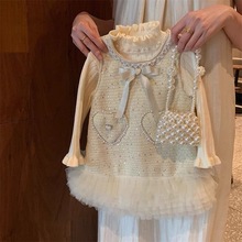 女童小香风公主裙冬季新款周岁礼服女宝宝加绒背心裙洋气批发代发
