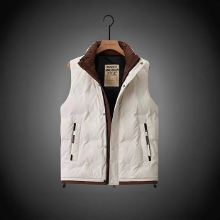 Down Vest Men's Autumn and Winter Stand-Up Collar down Vest Warm Waistcoat Sleeveless down Jacket Vest Trendyy Jacket