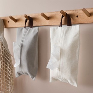 Japanese Style Fabric Tissue Bag Simple Canvas Artistic Hanging Household Tissue Box Creative Door Post Tissue Smoke Wholesale