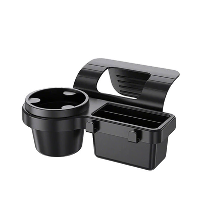 Car-mounted cup holder and phone storage box with hook, hanging storage box for car door, car window storage rack, car door side organizer (Car cup holder/beverage holder) - black