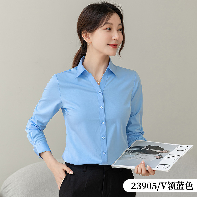 (Long Sleeve) blue v-neck