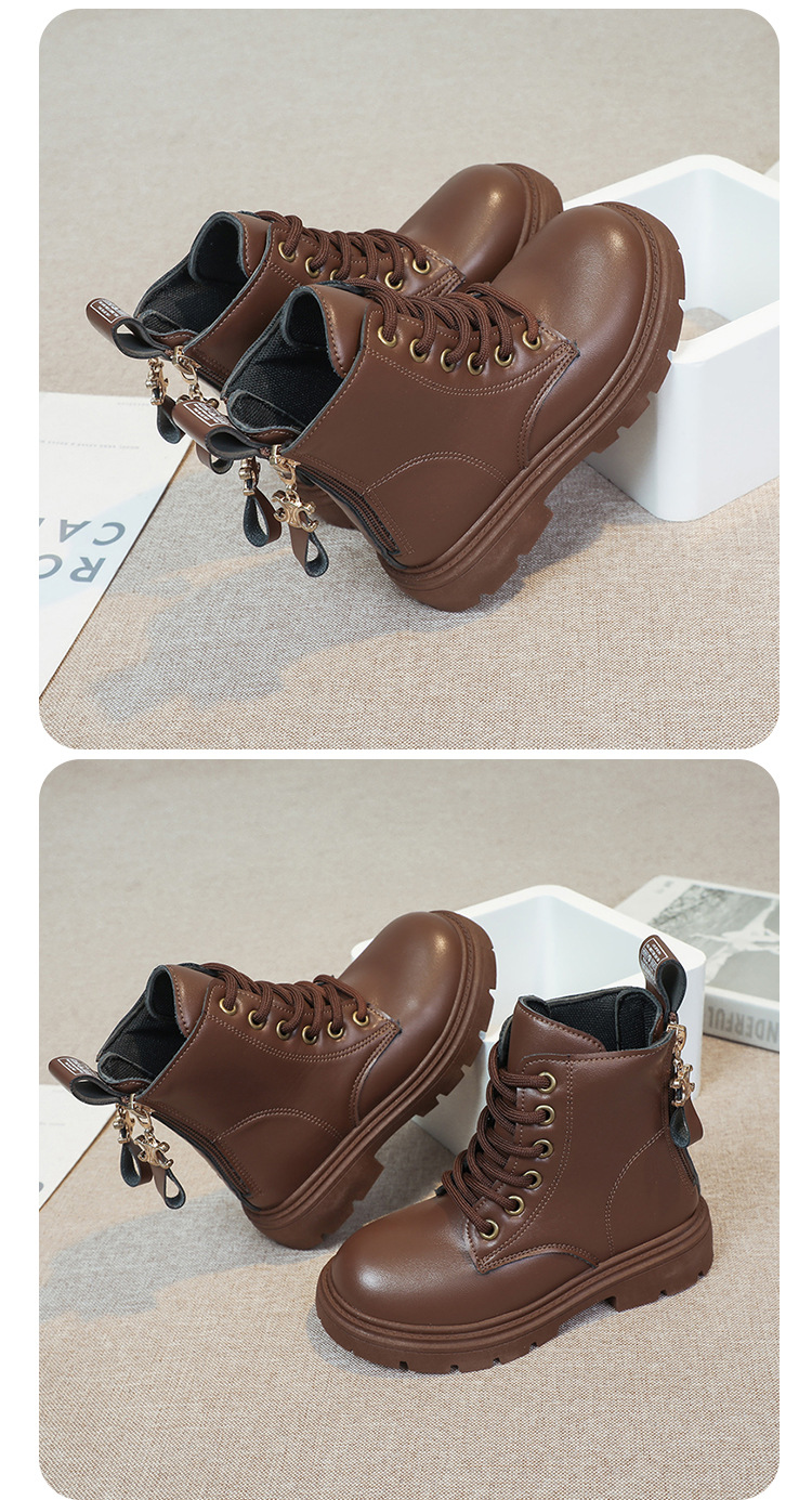 2024 Autumn/Winter New Children's Martin Single Boys' Velvet Short Warm Girls' Soft Bottom Leather Boots_voghion.com