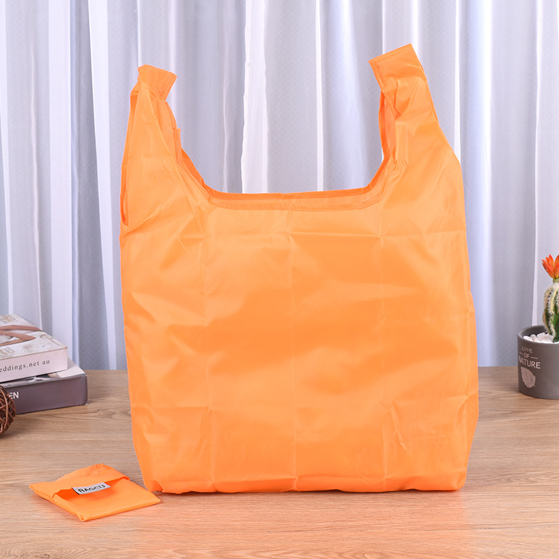 现货涤纶购物袋折叠背心手提袋涤纶袋背心马甲便携袋定做广告宣传