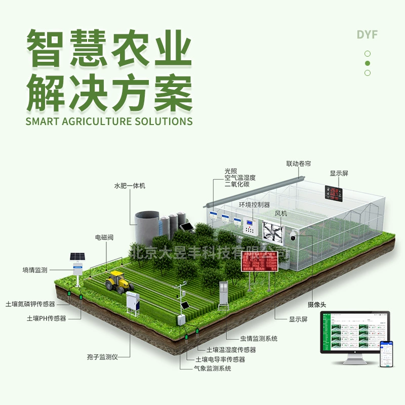 Dayufeng Интеллектуальная сельскохозяйственная система Интернета вещей для мониторинга и управления окружающей средой, орошения полей в теплицах, интеграции воды и удобрений