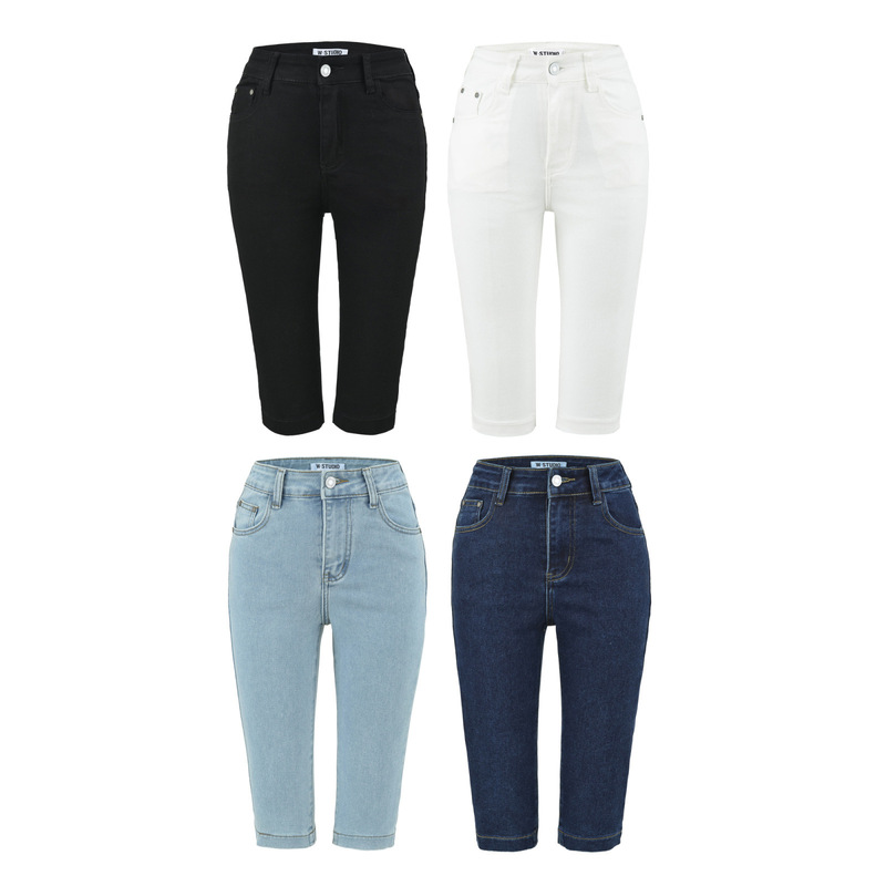 2026 Summer New Kendall Jenner Capri Jeans Women's Versatile Stretch Slim-Fit Cropped Pants Wholesale