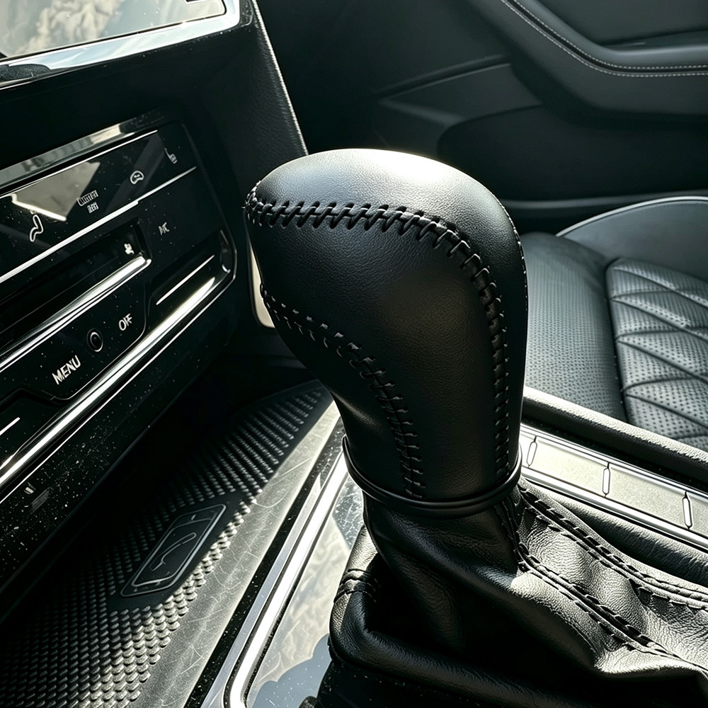 Car gear shift knob cover for Volkswagen 2012 Tiguan, Magotan, Bora, Lavida, and Sagitar; hand-stitched gear shift cover and handbrake cover