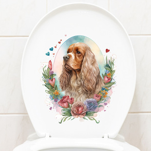 Personalized creative tile stickers cute dog wall stickers cartoon bathroom toilet toilet decorative stickers wholesale