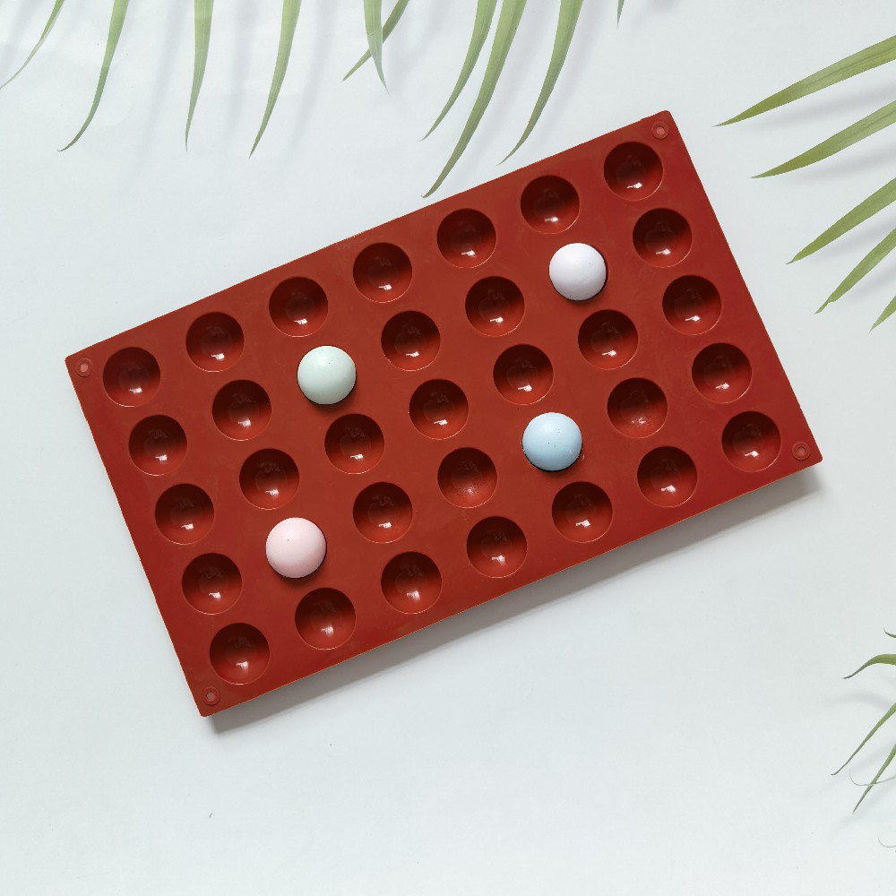 35 pequeños molde de chocolate de silicona semicircular decoración de pasteles dulces galletas molde de cocina para hornear
