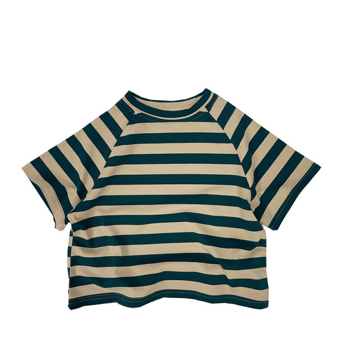 Korean style children's striped short-sleeved T-shirt summer new style casual short-sleeved bottoming shirt for boys and girls baby