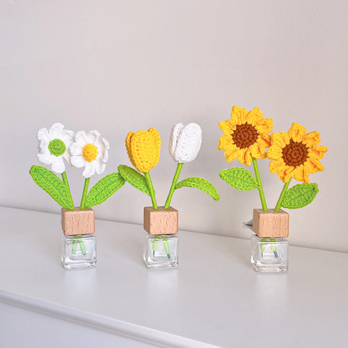 Handmade creative woven sunflower tulip car aromatherapy bedroom ornaments exquisite gifts