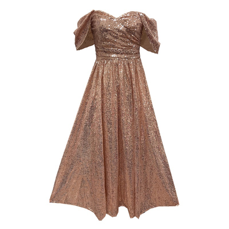2023 primavera nueva división de manga larga con cuello en V SLIM-Fit vestido largo banquete de boda fiesta multicolor lentejuelas noche