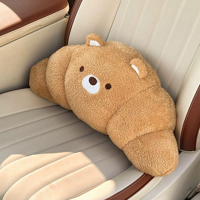 Neck Pillow, New Car Decorative — Headrest - croissant-bear-waist-brown-color
