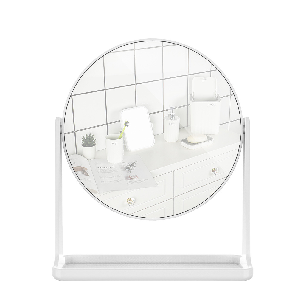Espejo de maquillaje espejo de escritorio vestidor hogar dormitorio nórdico giratorio simple redondo de un solo lado espejo