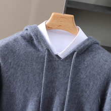 秋冬貂绒衫连帽卫衣男时尚针织衫毛衣宽松休闲百搭打底衫带帽上衣