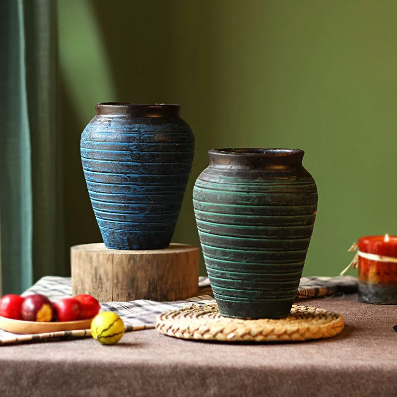 Винтажная керамическая ваза ручной работы с сухоцветами, украшение для гостиной, модель прихожей, мягкое украшение, высококачественное устройство для водных цветов