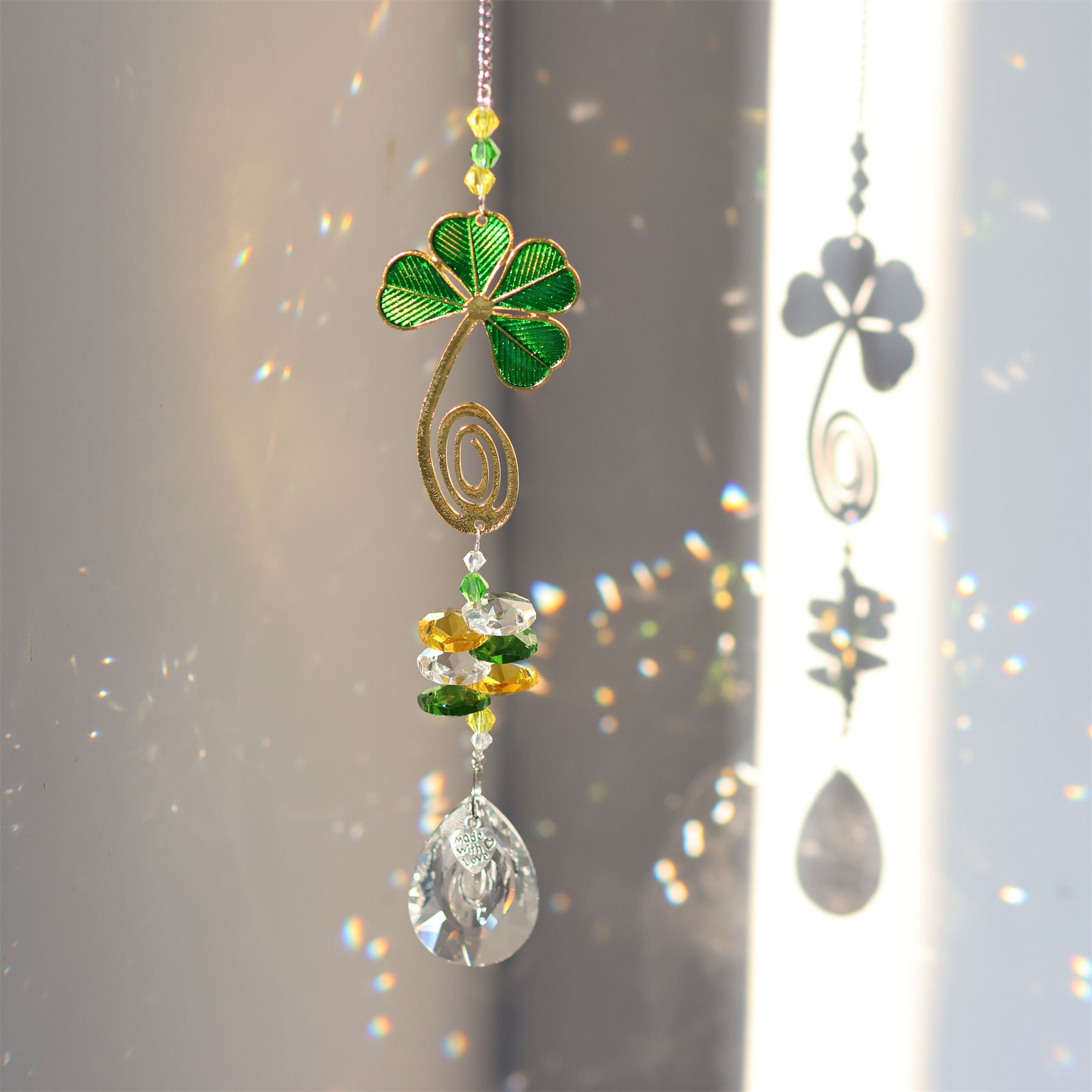 pendant Home Textiles & Decor Type 1 Piece Quantity Casual Shiny Sunflower Four Leaf Clover Ginkgo Leaf Crystal Pendant Wall Art