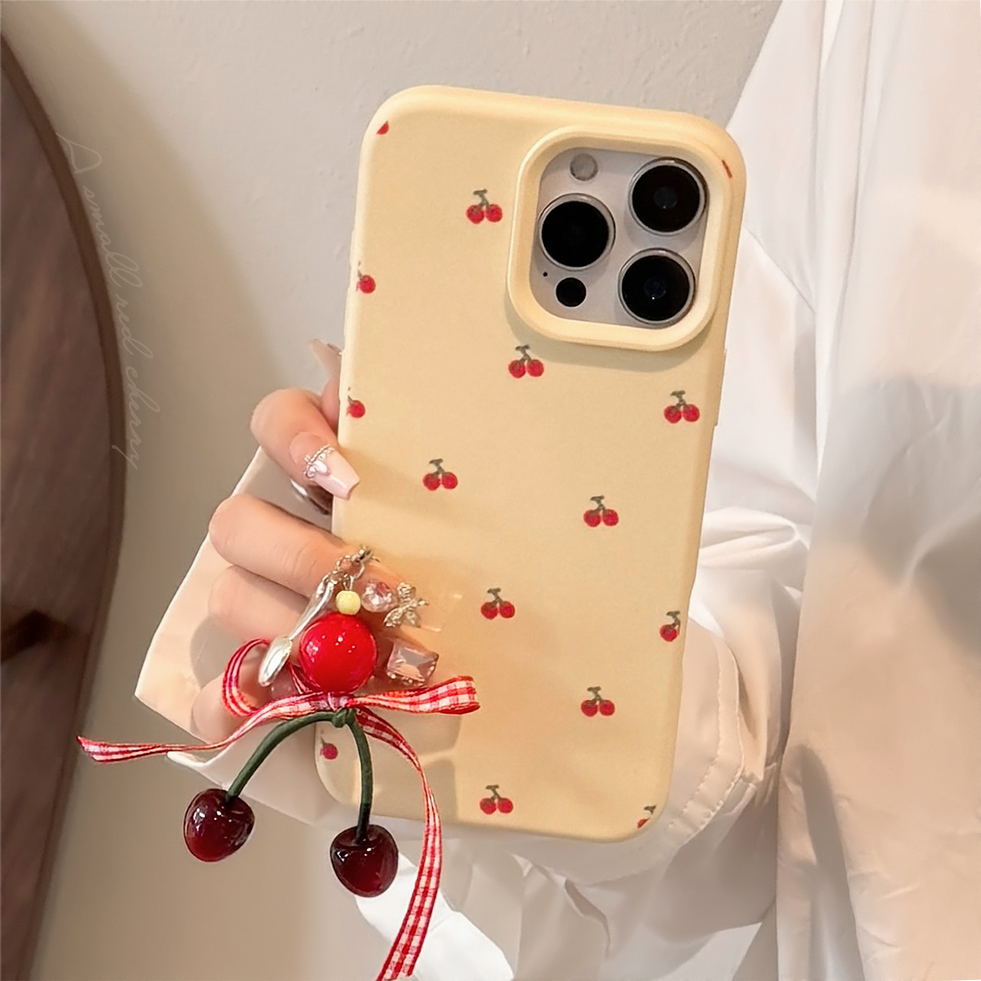 Niedliche Kirschen Handyhülle Mit Anhänger Für Iphone Pro Max_voghion.com