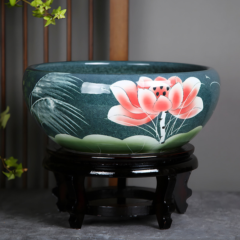 *金魚飼育用景徳鎮陶器大水槽、卸売亀鉢、水耕植物、睡蓮、蓮水槽、卓上飾り|undefined