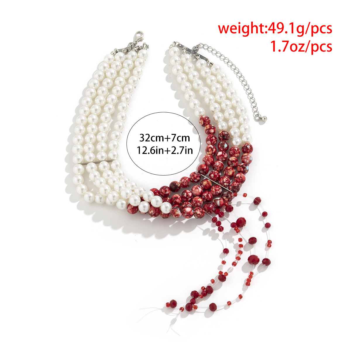 Collana con colletto con frange, dolce e fresco, stile gotico, con goccia di sangue, personalità di Halloween, girocollo con perline_voghion.com