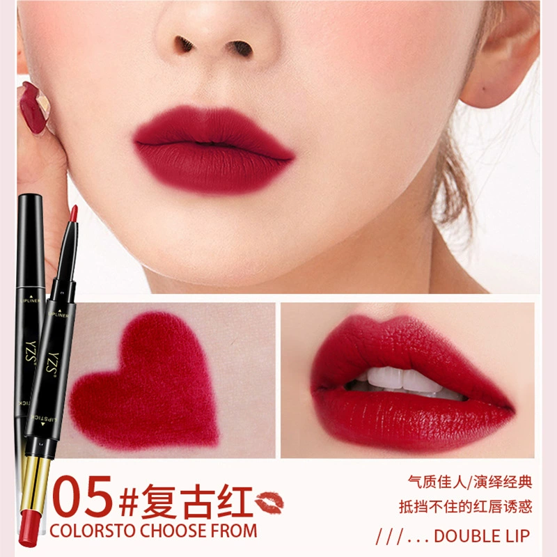Double-sided lipstick, lip pencil, matte makeup primer, long-term effect